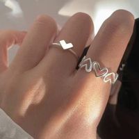 Solid Color Hollow Out Love Heart-shaped Adjustable Ring main image 1