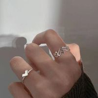 Solid Color Hollow Out Love Heart-shaped Adjustable Ring main image 5