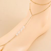 New Fashion Pearl Crystal Beaded Chain Alloy Anklet Foot Ornaments main image 6