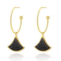 Fashion Titanium Steel Drop Oil Diamond Fan Shaped 14k Gold Plated Earrings main image 2