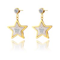 Fashion Five-pointed Star Diamond 14k Gold Plated Titanium Steel Earrings sku image 1