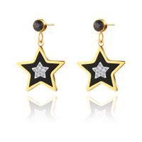 Fashion Five-pointed Star Diamond 14k Gold Plated Titanium Steel Earrings sku image 2