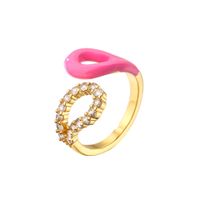Colorful Dripping Oil Ring Geometric Open Zircon Inlaid Ring Copper Plating 18k Real Gold main image 4
