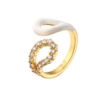Colorful Dripping Oil Ring Geometric Open Zircon Inlaid Ring Copper Plating 18k Real Gold sku image 1