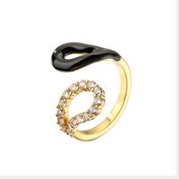 Colorful Dripping Oil Ring Geometric Open Zircon Inlaid Ring Copper Plating 18k Real Gold sku image 6