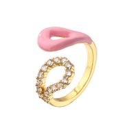 Colorful Dripping Oil Ring Geometric Open Zircon Inlaid Ring Copper Plating 18k Real Gold sku image 7