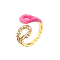 Colorful Dripping Oil Ring Geometric Open Zircon Inlaid Ring Copper Plating 18k Real Gold sku image 8