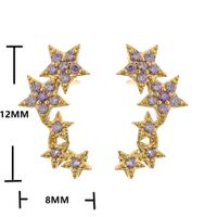 Micro Inlaid Zircon Pentagram Stud Earrings Colorful Crystals Star Brass Earring main image 4