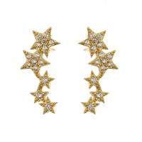 Micro Inlaid Zircon Pentagram Stud Earrings Colorful Crystals Star Brass Earring sku image 5