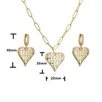 Micro Inlaid Zircon Hollow Heart Shaped Necklace Earrings Set Ornament main image 3