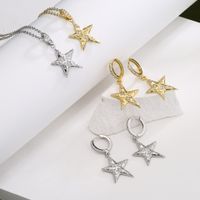 Fashion Micro Inlaid Zircon Five-pointed Star Pentagram Necklace Earring Set Ornament main image 6