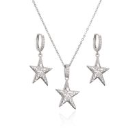 Fashion Micro Inlaid Zircon Five-pointed Star Pentagram Necklace Earring Set Ornament main image 5