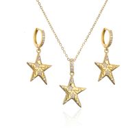 Fashion Micro Inlaid Zircon Five-pointed Star Pentagram Necklace Earring Set Ornament main image 2