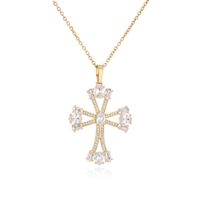 Micro Incrusté Zircon Pendentif Croix De Cuivre Collier Religieux Ornement main image 2