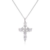 Micro Incrusté Zircon Pendentif Croix De Cuivre Collier Religieux Ornement main image 4