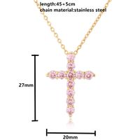 Micro Incrusté Zircon Pendentif Croix De Cuivre Collier Religieux Ornement main image 3