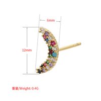 Micro Inlaid Zircon Colorful Crystals Stud Earrings Moon Flowers Pattern Stud Earrings main image 3