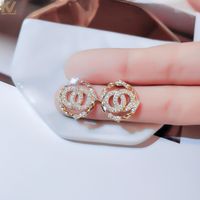 New Summer Golden Round Ring Rhinestone Inlaid Women's Earrings main image 2