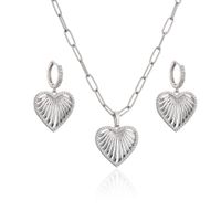 Micro Inlaid Zircon Hollow Heart Shaped Necklace Earrings Set Ornament sku image 4