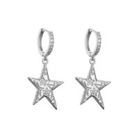 Fashion Micro Inlaid Zircon Five-pointed Star Pentagram Necklace Earring Set Ornament sku image 4