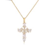 Micro Intarsien Zirkon Kreuz Anhänger Kupfer Halskette Religiöse Ornament sku image 9