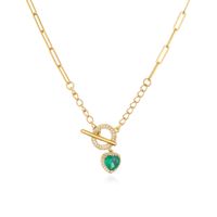 Messing Überzug 18k Gold Ot Schnalle Halskette Frauen Multi-farbe Herz Förmigen Schlüsselbein Kette sku image 9