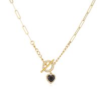 Messing Überzug 18k Gold Ot Schnalle Halskette Frauen Multi-farbe Herz Förmigen Schlüsselbein Kette sku image 13
