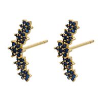 Micro Inlaid Zircon Colorful Crystals Stud Earrings Moon Flowers Pattern Stud Earrings sku image 22