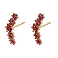 Micro Inlaid Zircon Colorful Crystals Stud Earrings Moon Flowers Pattern Stud Earrings sku image 20