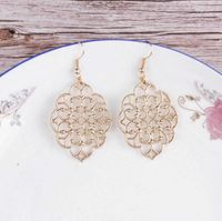 Fashion New Geometric Carved Window Flower Hollow Alloy Earrings main image 2