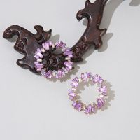 Nihaojewelry المجوهرات بالجملة سبيكة الكريستال الملونة جولة أقراط sku image 6