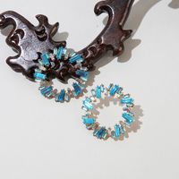 Nihaojewelry المجوهرات بالجملة سبيكة الكريستال الملونة جولة أقراط sku image 15