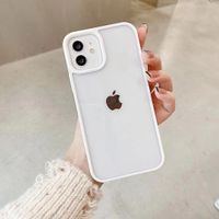 Simple White Frame Transparent Shatter Resistant 11 Iphone Case sku image 1