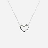 New Diamond Bow Hollow Heart Double Layer Pendant Necklace main image 4