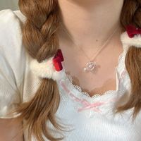Kreative Einfache Hohl Herz-piercing Rosa Diamant Anhänger Halskette Armband main image 4