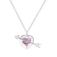 Creative Simple Hollow Heart-piercing Pink Diamond Pendant Necklace Bracelet sku image 2