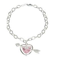 Creative Simple Hollow Heart-piercing Pink Diamond Pendant Necklace Bracelet sku image 1
