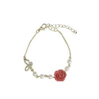 Fashion New Style Hollow Butterfly Inlaid Rhinestone Camellia Flower Pearl Bracelet main image 7