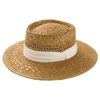 Fashion British Style Handmade Straw Woven Concave Top Hat Female Summer Vacation Seaside Sun-proof Beach Hat main image 5