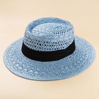 Mode Britischen Stil Handgemachte Stroh Woven Konkaven Top Hut Weiblichen Sommer Urlaub Am Meer Sun-proof Strand Hut sku image 2