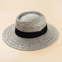 Fashion British Style Handmade Straw Woven Concave Top Hat Female Summer Vacation Seaside Sun-proof Beach Hat sku image 3