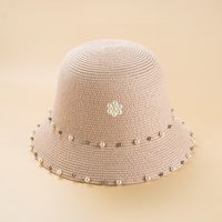 Nouvelle Perle Pliable Seau Chapeau Femmes D'été De Soleil-preuve Chapeau De Paille En Gros main image 2