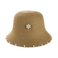 New Pearl Foldable Bucket Hat Women's Summer Sun-proof Straw Hat Wholesale main image 6