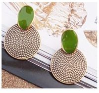 Fashion Ethnic Retro Oil Dripping Annual Ring Carved Alloy Ear Studs main image 1