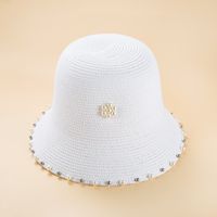 New Pearl Foldable Bucket Hat Women's Summer Sun-proof Straw Hat Wholesale sku image 1