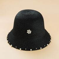 New Pearl Foldable Bucket Hat Women's Summer Sun-proof Straw Hat Wholesale sku image 2