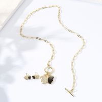 Fashion Simple Butterfly-shaped Inlaid Zircon Plating Gold Copper Necklace Earrings Set main image 2