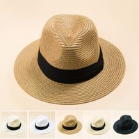 British Style Top Hat Men Panama Straw Hat Women Foldable Sun-shade Beach Hat main image 1