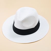 British Style Top Hat Men Panama Straw Hat Women Foldable Sun-shade Beach Hat sku image 1