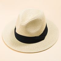 British Style Top Hat Men Panama Straw Hat Women Foldable Sun-shade Beach Hat sku image 3